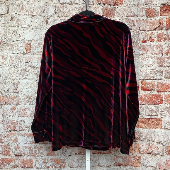 JM Woman Collection Plus Size Tri-Color Long Sleeve Velour Blouse 1X - Picture 5 of 5